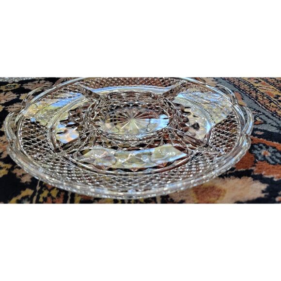 Anchor Hocking 11" Wexford glass 5 Section Relish Veggie Snack Serving Platter - Picture 2 of 16